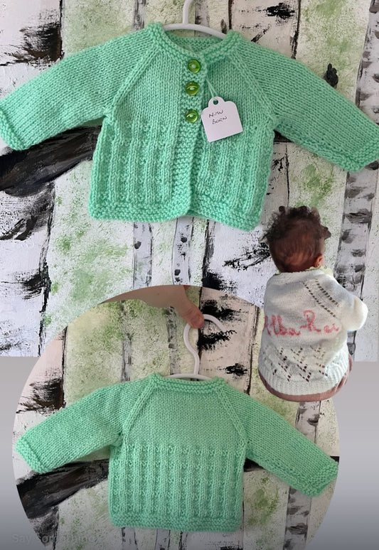 Personalised Hand Knitted Newborn Cardigans